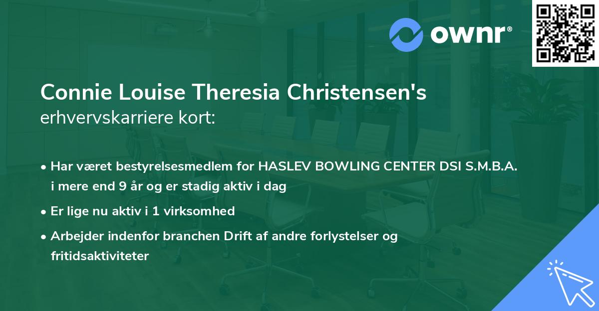 Connie Louise Theresia Christensen's erhvervskarriere kort