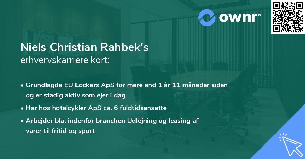 Niels Christian Rahbek's erhvervskarriere kort