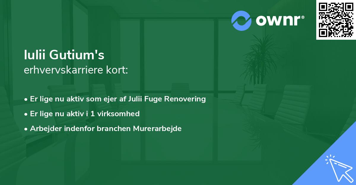Iulii Gutium's erhvervskarriere kort