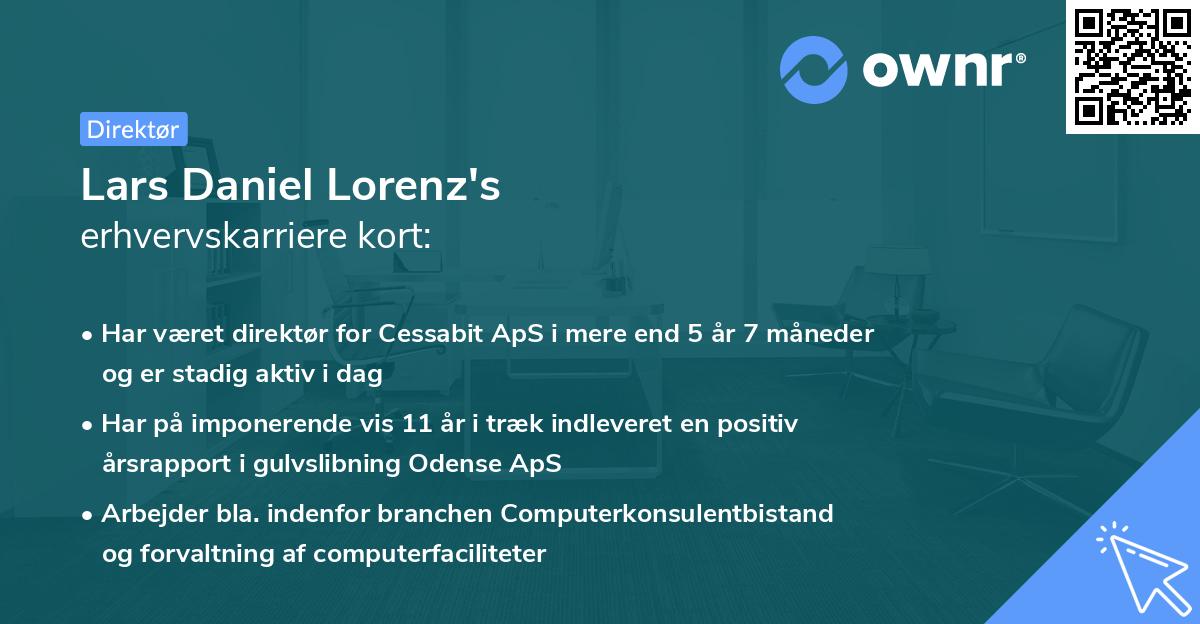 Lars Daniel Lorenz's erhvervskarriere kort