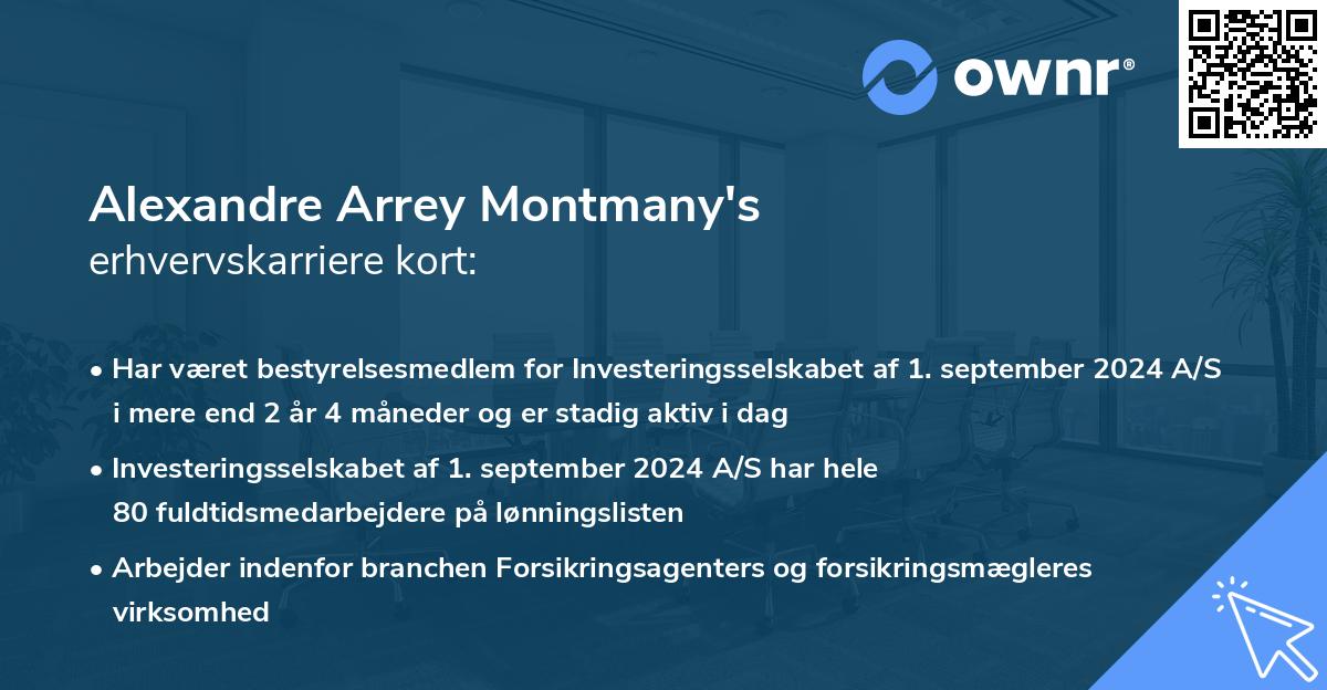 Alexandre Arrey Montmany's erhvervskarriere kort