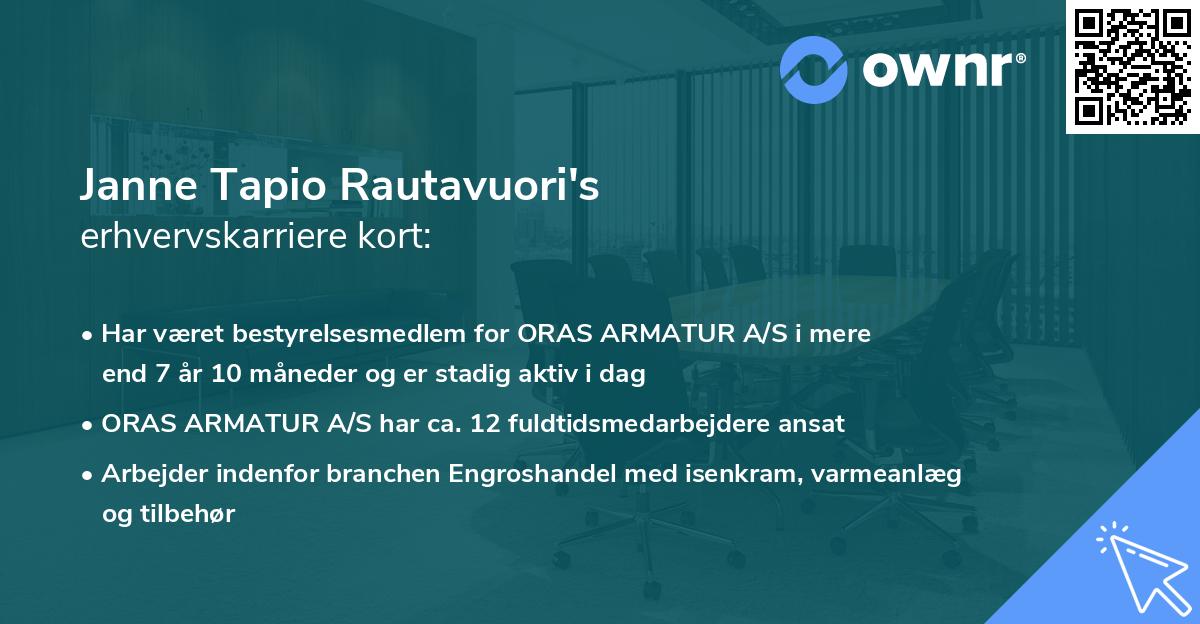 Janne Tapio Rautavuori's erhvervskarriere kort