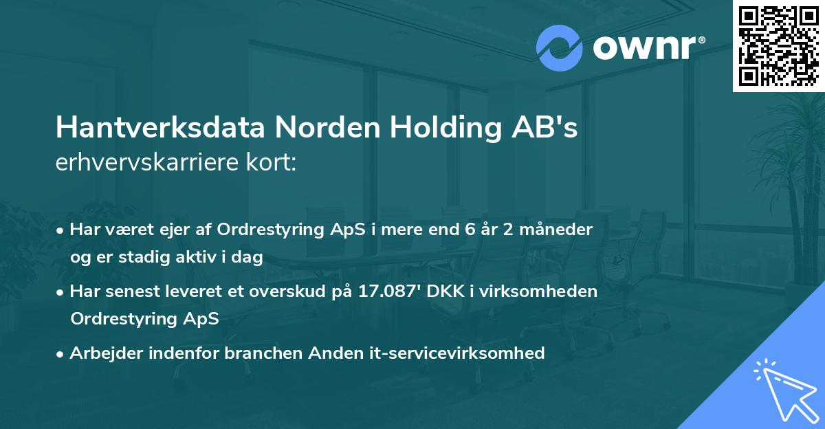 Hantverksdata Norden Holding AB's erhvervskarriere kort