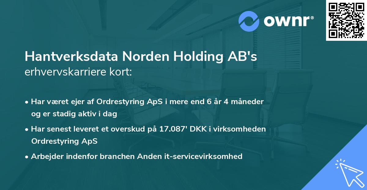 Hantverksdata Norden Holding AB's erhvervskarriere kort