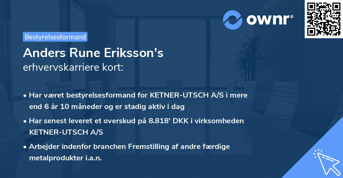 Anders Rune Eriksson's erhvervskarriere kort