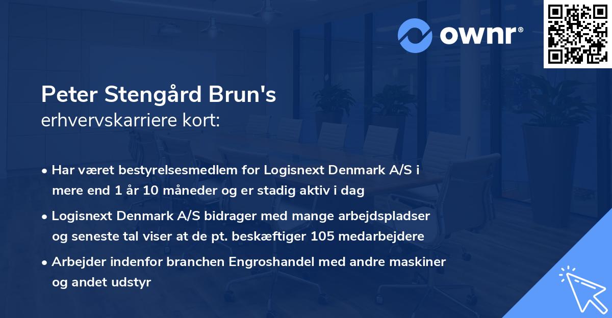 Peter Stengård Brun's erhvervskarriere kort