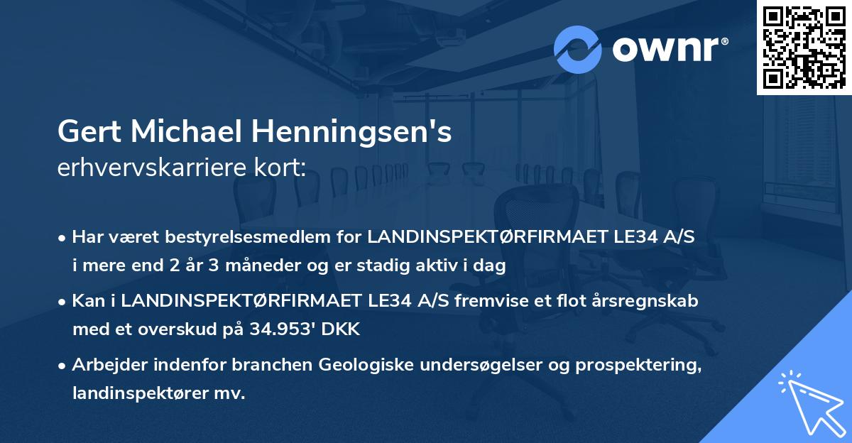 Gert Michael Henningsen's erhvervskarriere kort