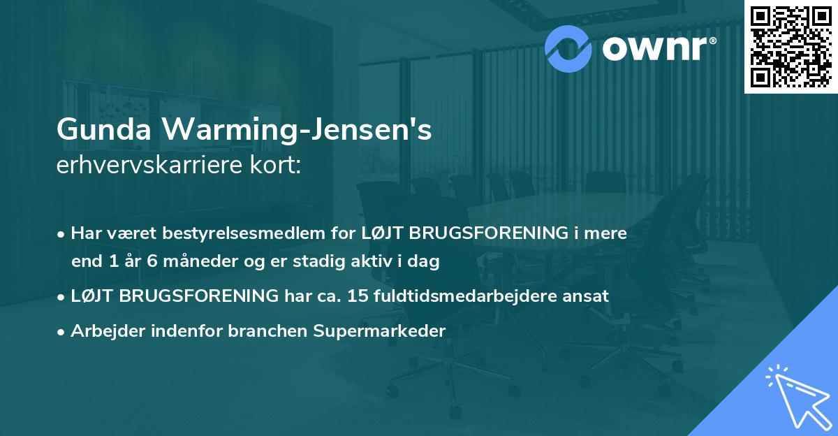 Gunda Warming-Jensen's erhvervskarriere kort