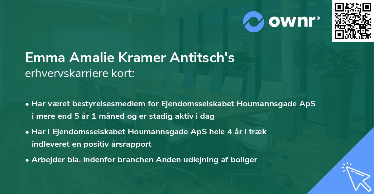 Emma Amalie Kramer Antitsch's erhvervskarriere kort