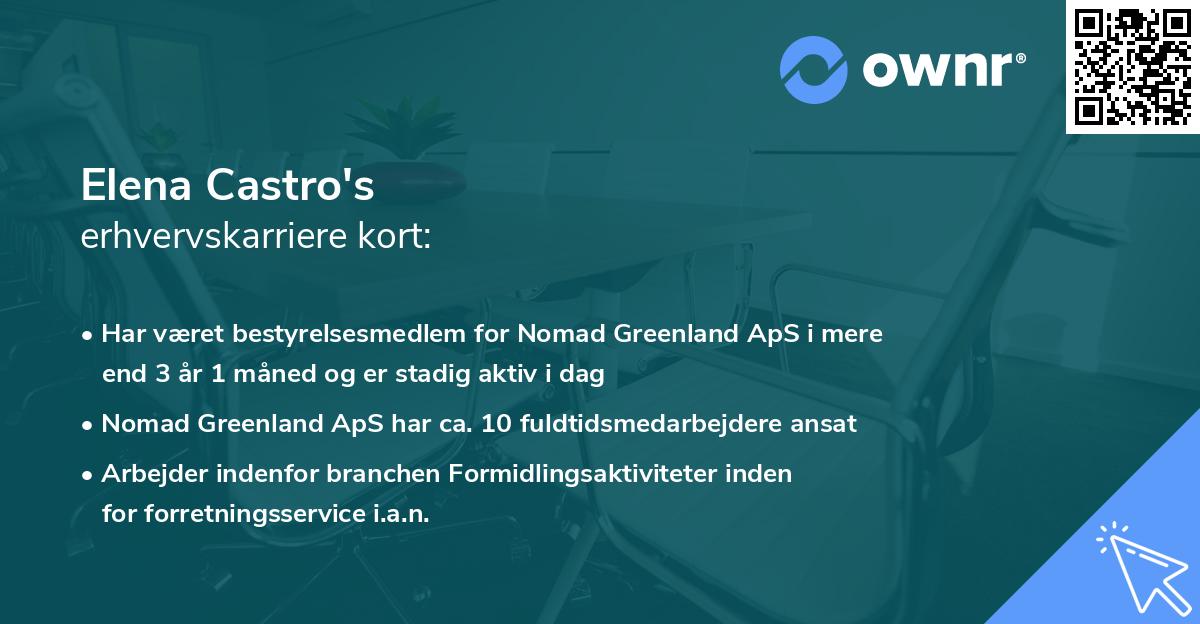 Elena Castro's erhvervskarriere kort