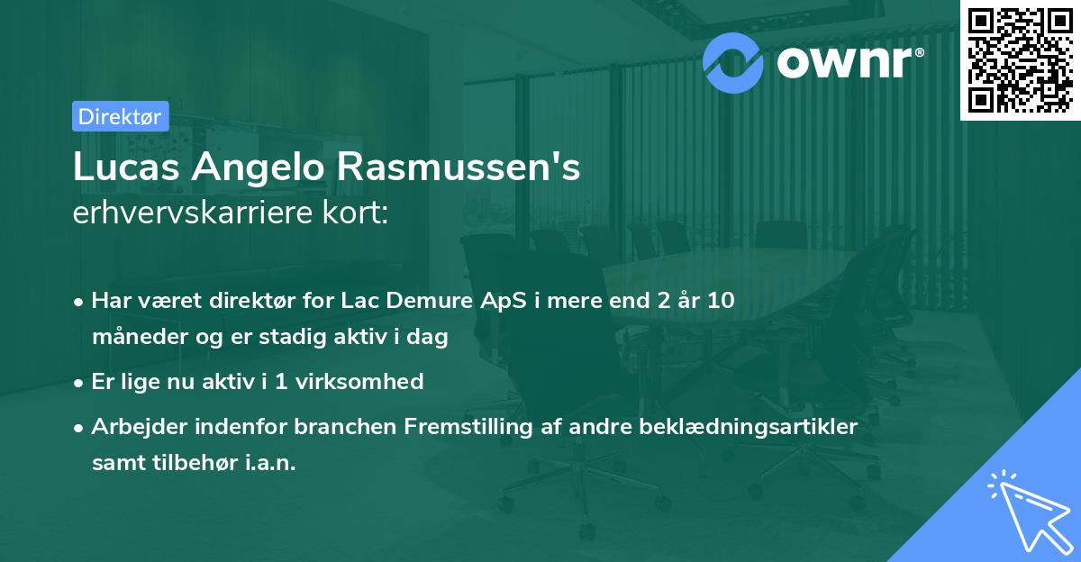 Lucas Angelo Rasmussen's erhvervskarriere kort