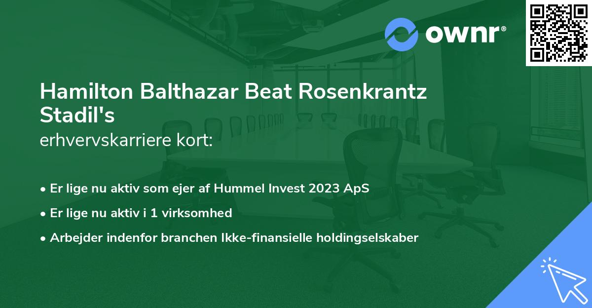 Hamilton Balthazar Beat Rosenkrantz Stadil's erhvervskarriere kort