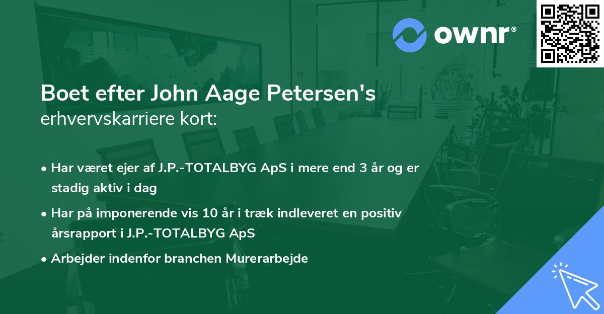 Boet efter John Aage Petersen's erhvervskarriere kort