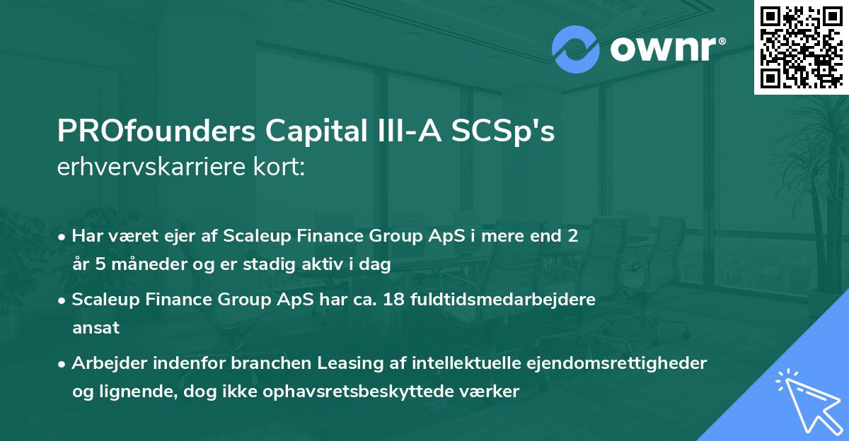 PROfounders Capital III-A SCSp's erhvervskarriere kort