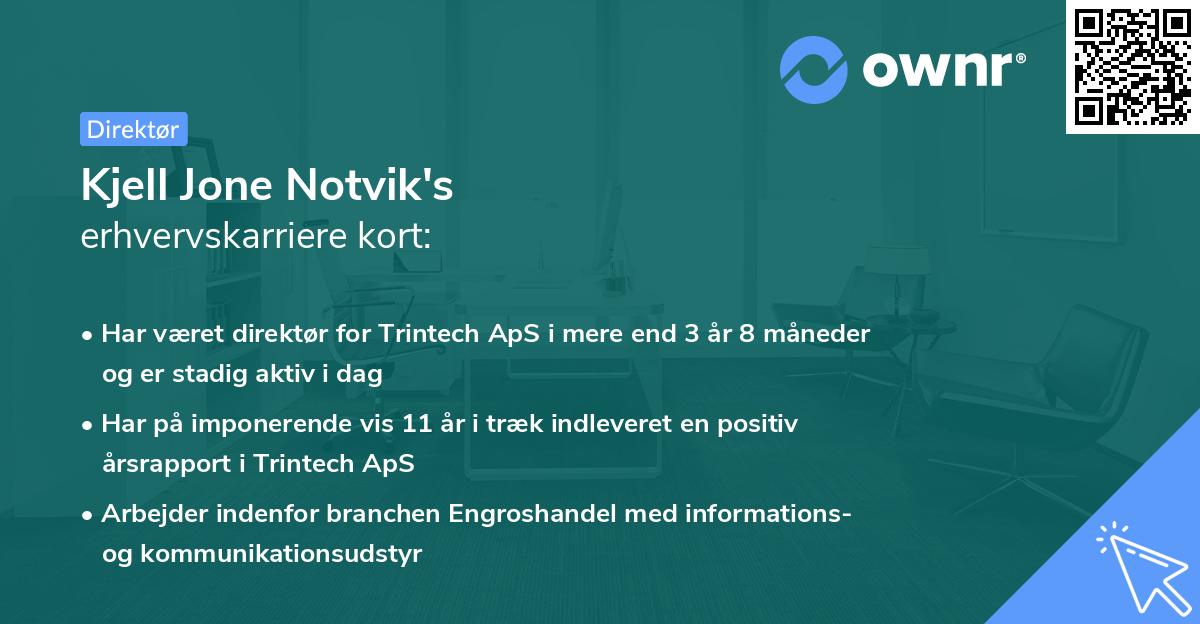 Kjell Jone Notvik's erhvervskarriere kort