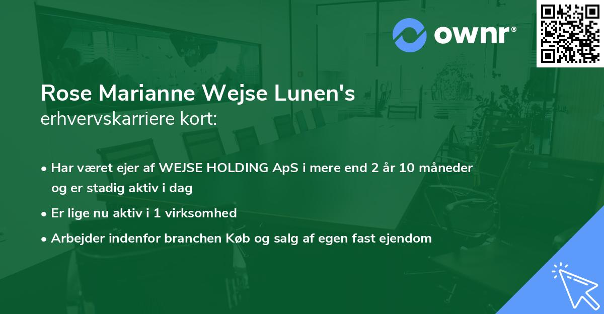 Rose Marianne Wejse Lunen's erhvervskarriere kort