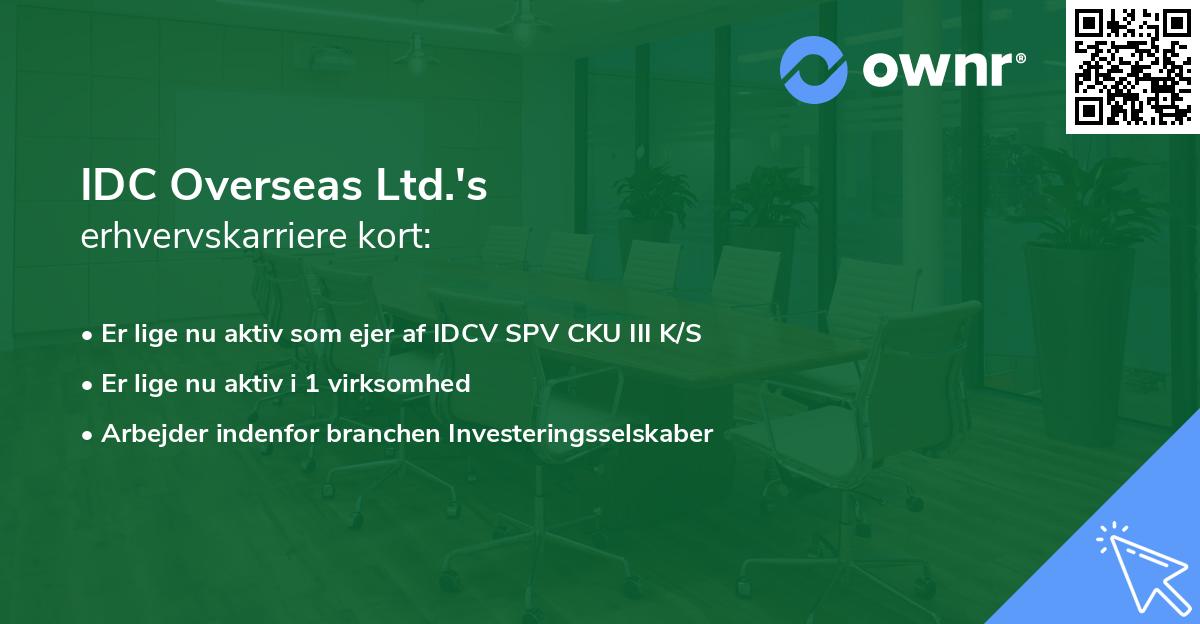 IDC Overseas Ltd.'s erhvervskarriere kort