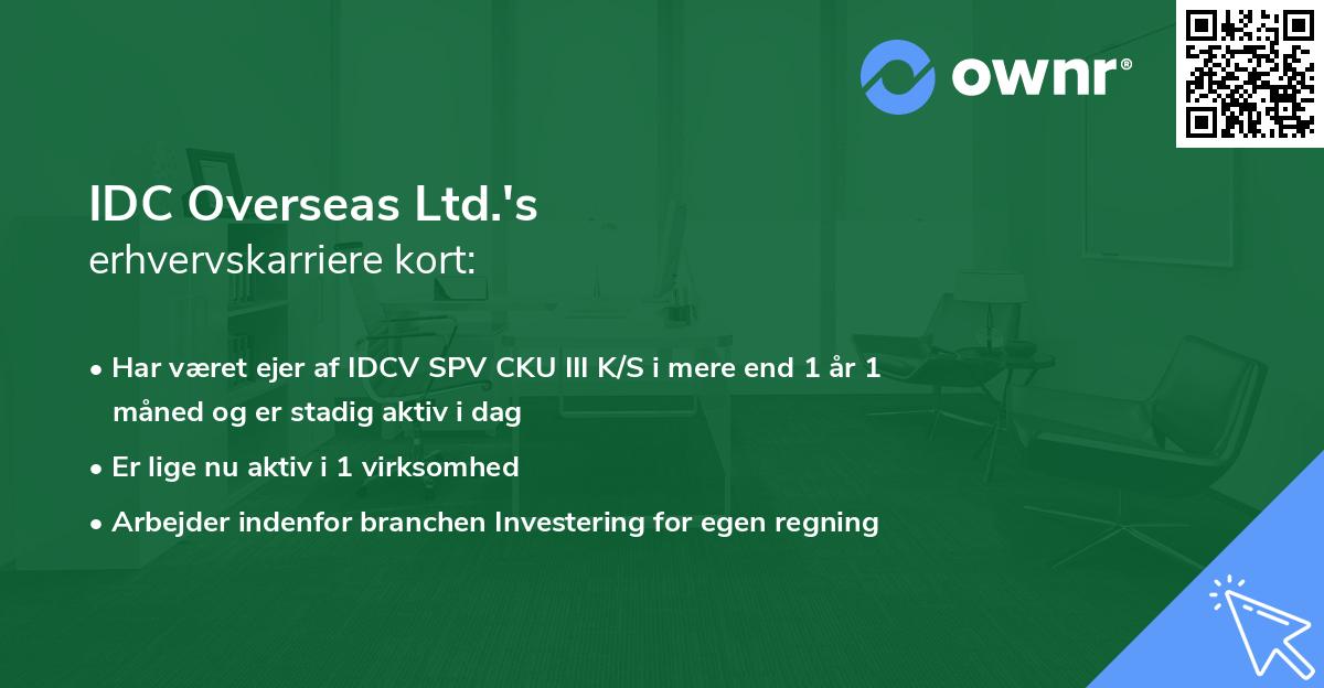 IDC Overseas Ltd.'s erhvervskarriere kort