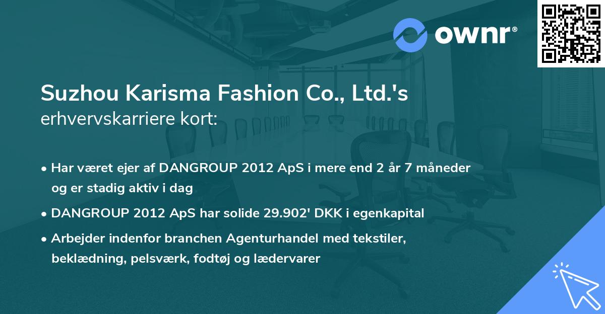 Suzhou Karisma Fashion Co., Ltd.'s erhvervskarriere kort