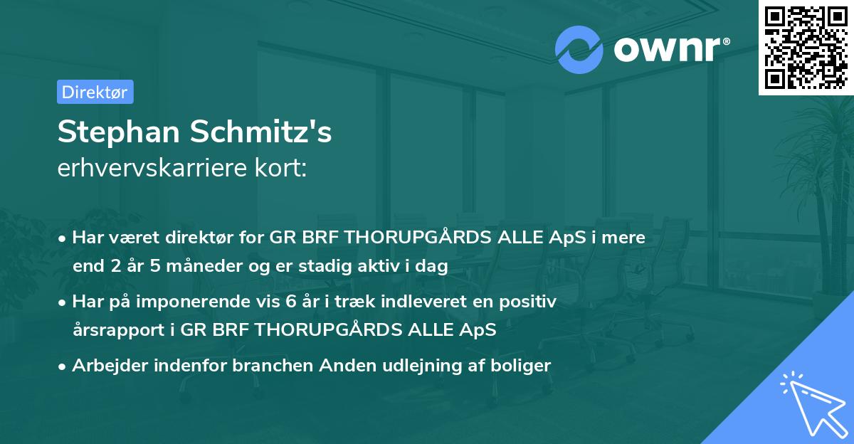 Stephan Schmitz's erhvervskarriere kort