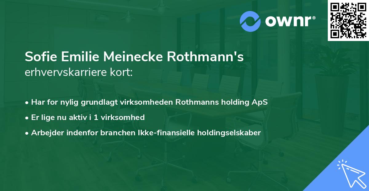 Sofie Emilie Meinecke Rothmann's erhvervskarriere kort