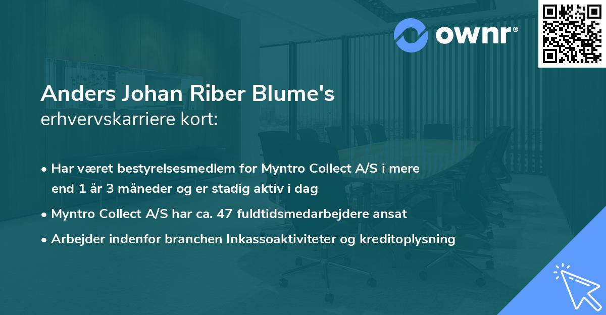 Anders Johan Riber Blume's erhvervskarriere kort