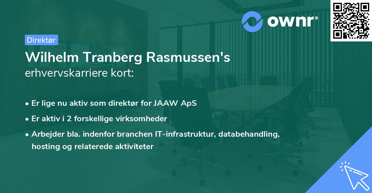 Wilhelm Tranberg Rasmussen's erhvervskarriere kort