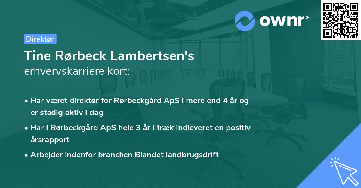 Tine Rørbeck Lambertsen's erhvervskarriere kort