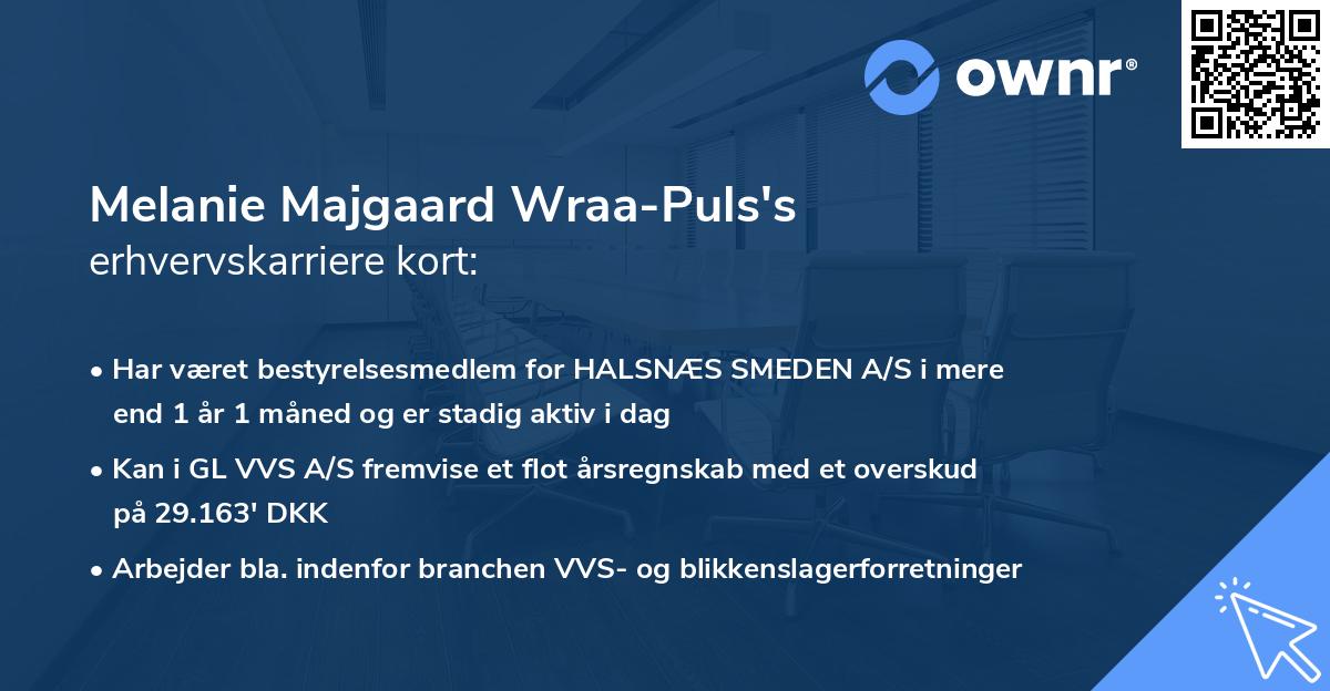 Melanie Majgaard Wraa-Puls's erhvervskarriere kort