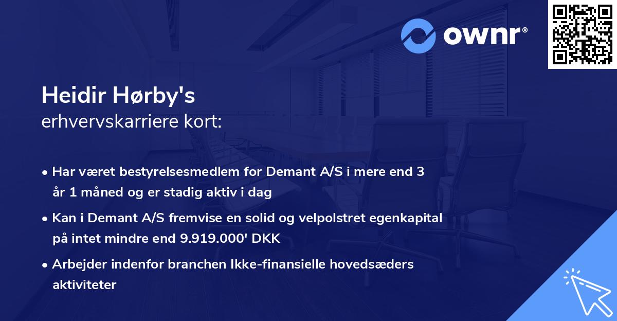 Heidir Hørby's erhvervskarriere kort