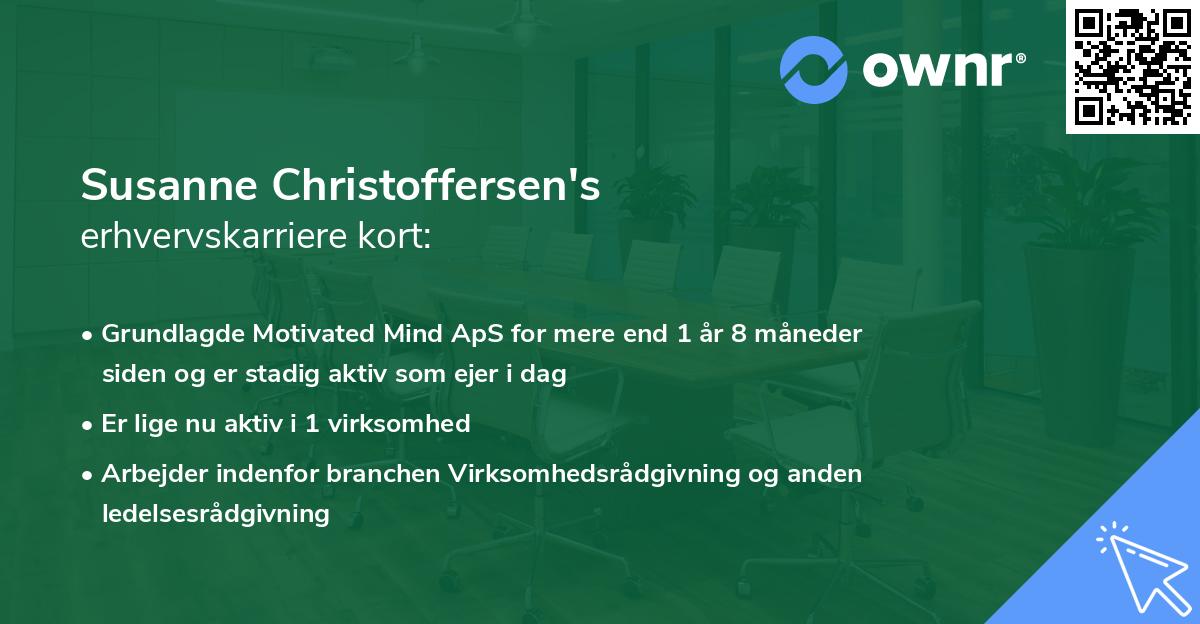 Susanne Christoffersen's erhvervskarriere kort