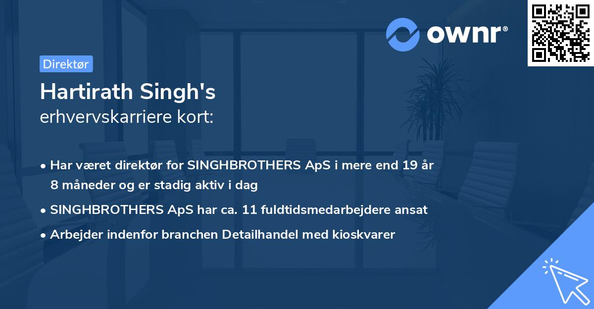 Hartirath Singh's erhvervskarriere kort