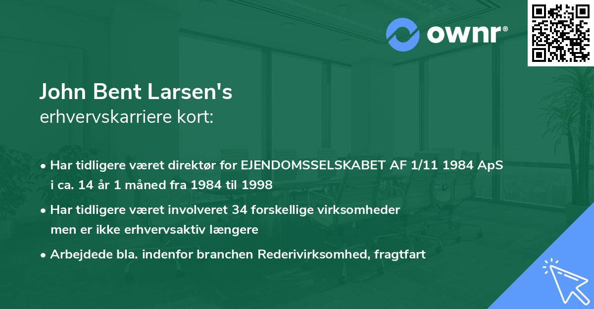 John Bent Larsen's erhvervskarriere kort