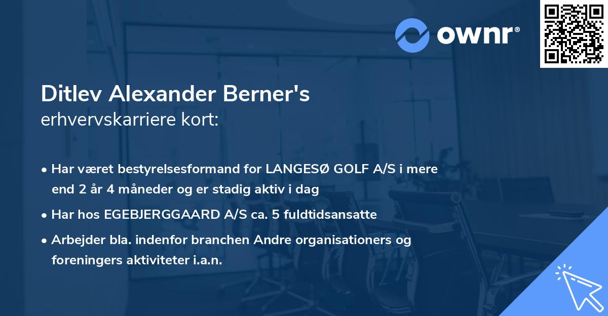 Ditlev Alexander Berner's erhvervskarriere kort