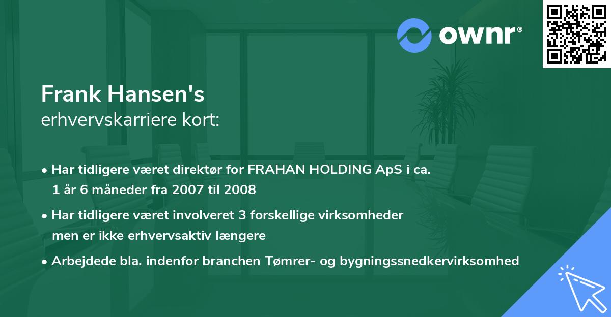 Frank Hansen's erhvervskarriere kort