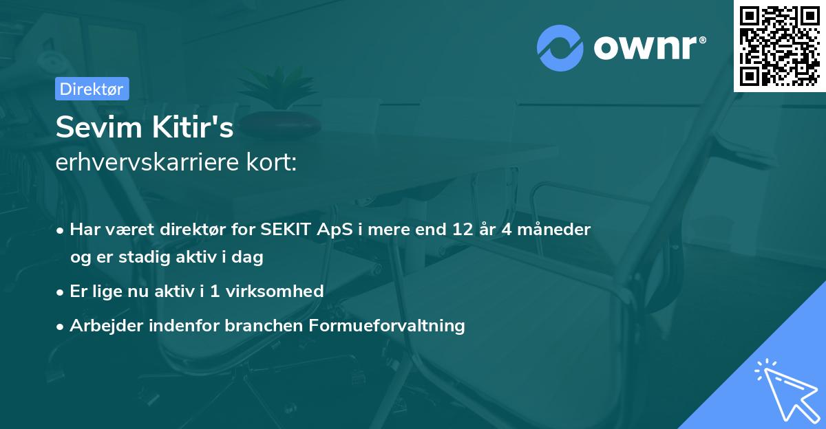 Sevim Kitir's erhvervskarriere kort