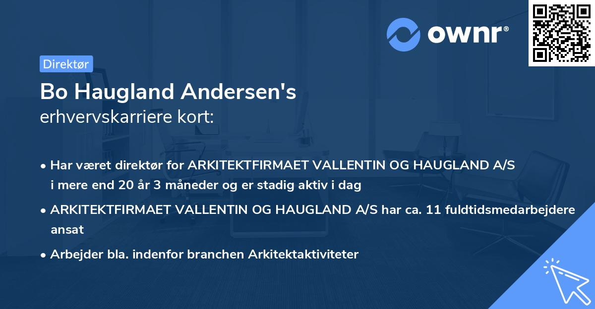 Bo Haugland Andersen's erhvervskarriere kort