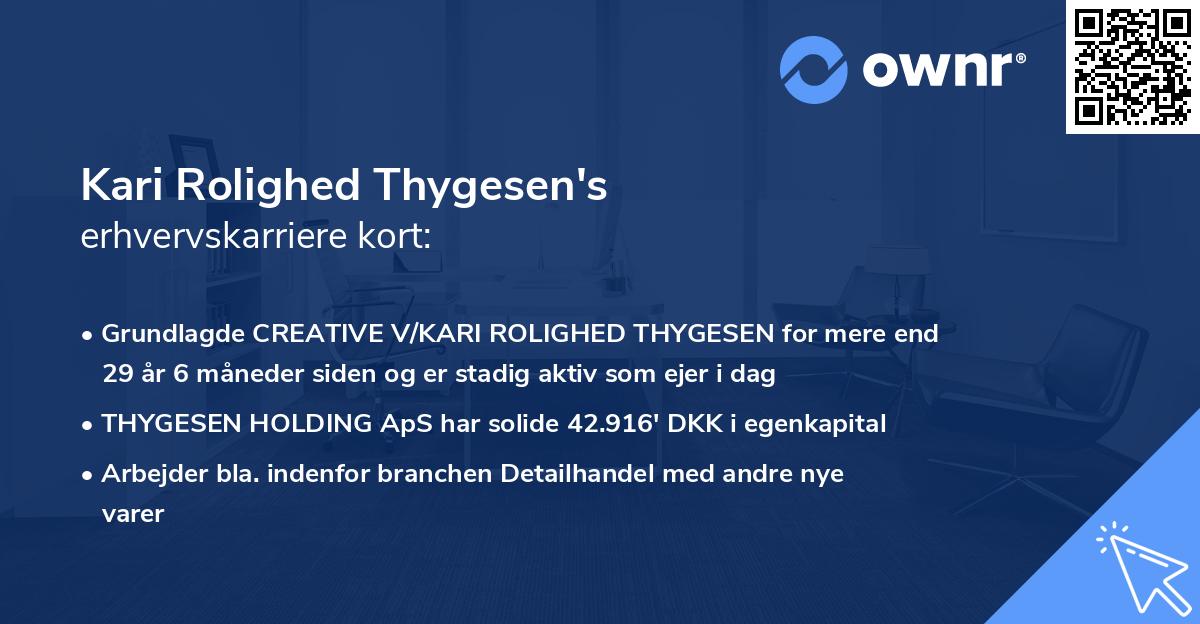 Kari Rolighed Thygesen's erhvervskarriere kort