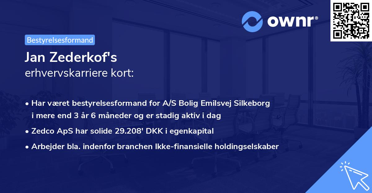 Jan Zederkof's erhvervskarriere kort