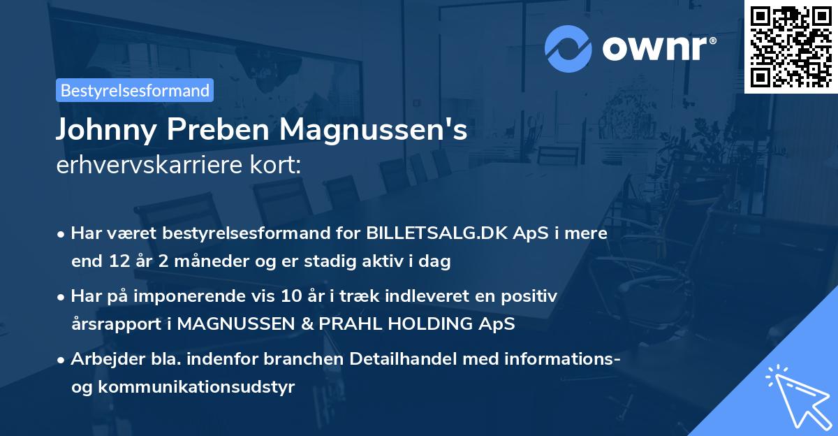 Johnny Preben Magnussen's erhvervskarriere kort