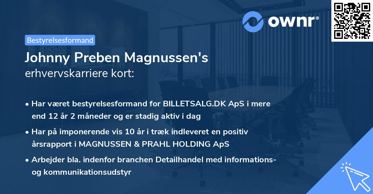 Johnny Preben Magnussen's erhvervskarriere kort