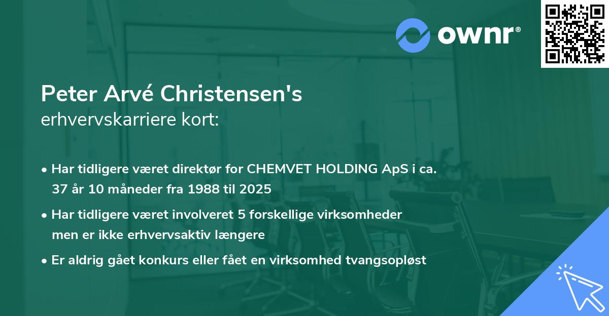 Peter Arvé Christensen's erhvervskarriere kort
