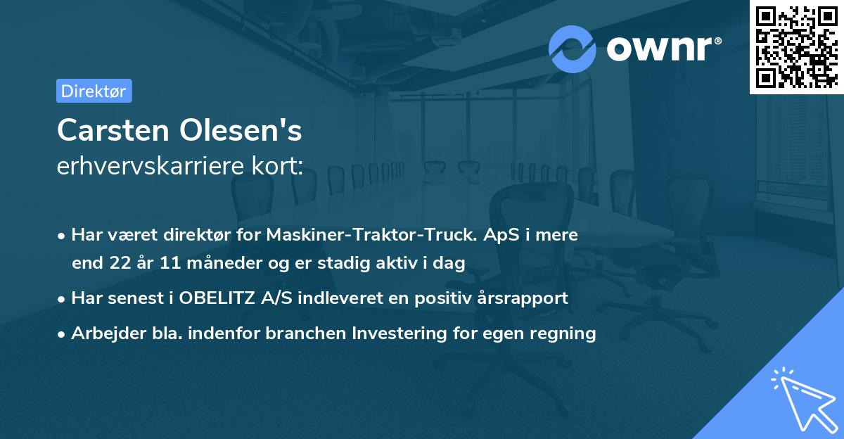 Carsten Olesen's erhvervskarriere kort