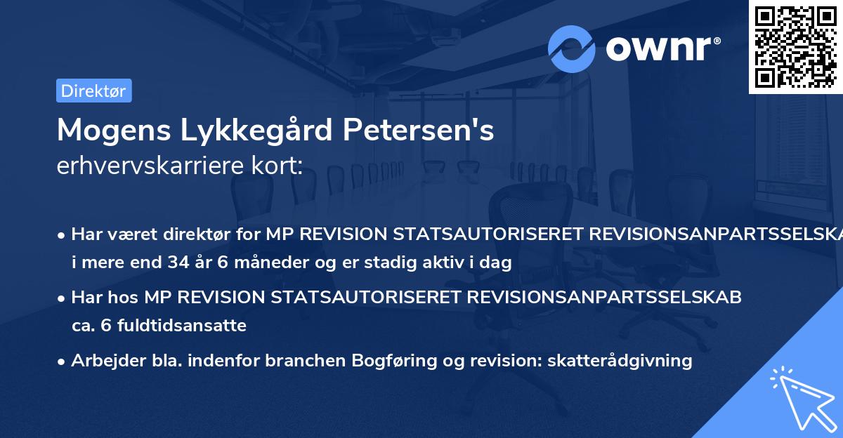 Mogens Lykkegård Petersen's erhvervskarriere kort