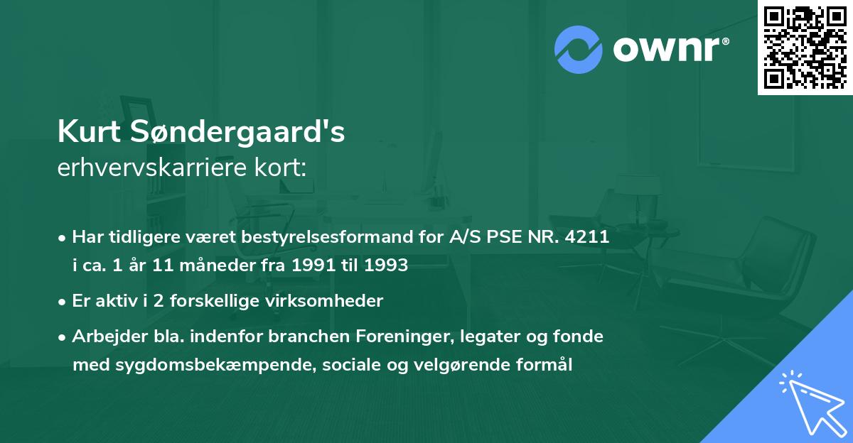 Kurt Søndergaard's erhvervskarriere kort