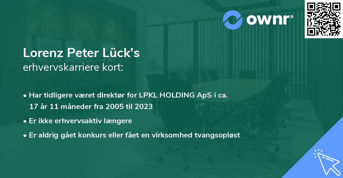 Lorenz Peter Lück's erhvervskarriere kort