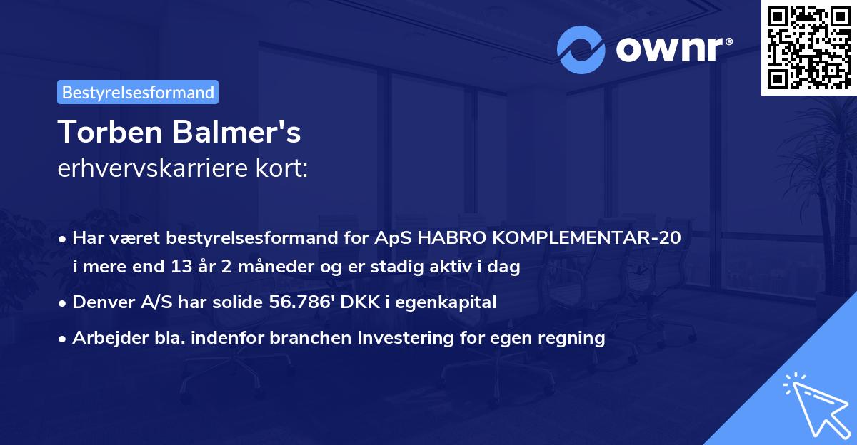Torben Balmer's erhvervskarriere kort