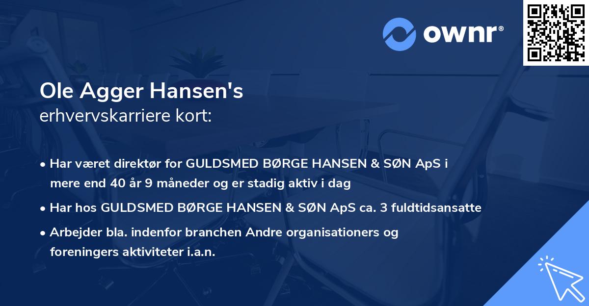 Ole Agger Hansen's erhvervskarriere kort