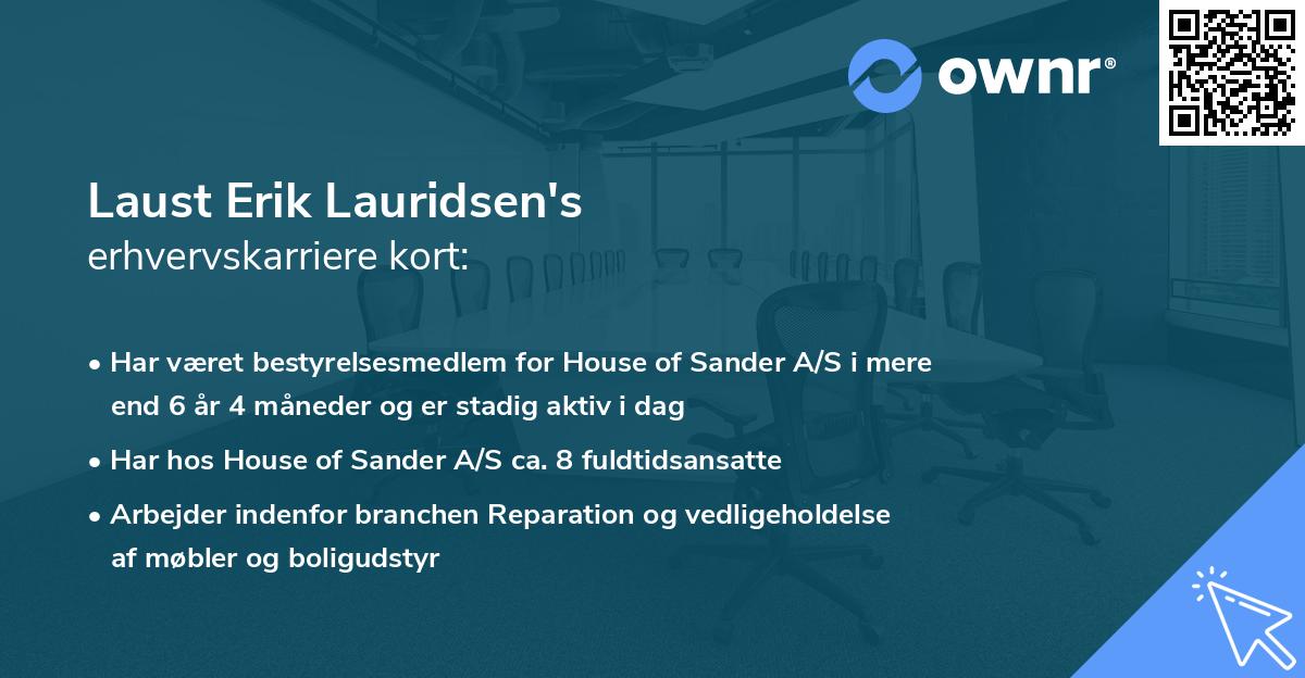 Laust Erik Lauridsen's erhvervskarriere kort