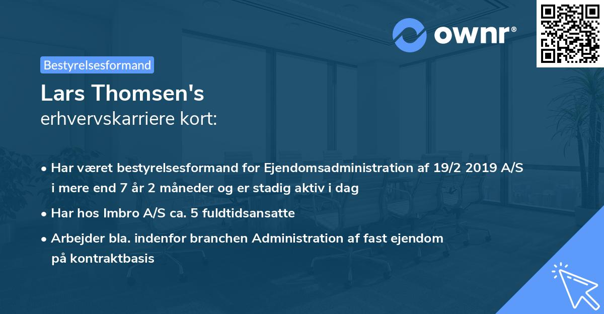 Lars Thomsen's erhvervskarriere kort
